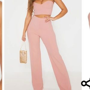 Pretty little thing Bandeau Crop Top and high waisted wide leg pants set